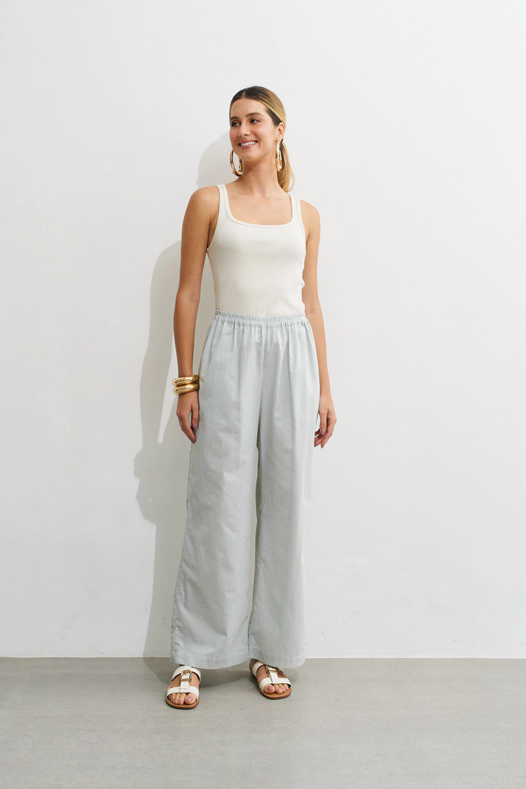 Calça Algodão Listrado Militar