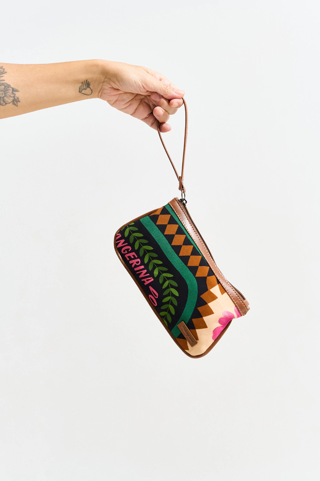 Bolsa de Mão Retangular Off com Verde