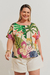 Blusa Estampada Jardim Florido Plus Size Off White - comprar online