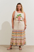 Saia Longa Estampada Flores Localizada Off White