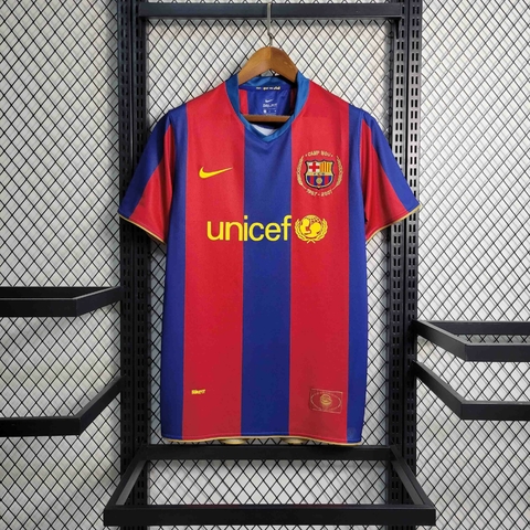 Camisa Barcelona Retrô 2007/2008 Azul e Grená - Nike