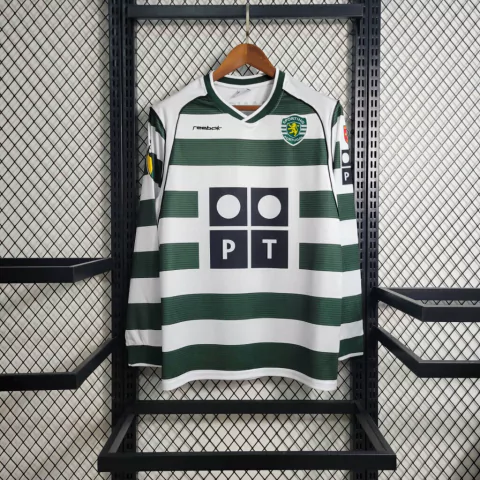 Camisa Sporting Retrô 2001/2003 Manga Longa Verde e Branco - Reebok
