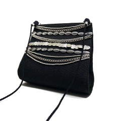 Bolsa tiracolo preta com aplicações - Volpi Design