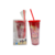 Copo com Cubos de Gelo Vermelho Mickey e Minnie Tsum Tsum 600ml