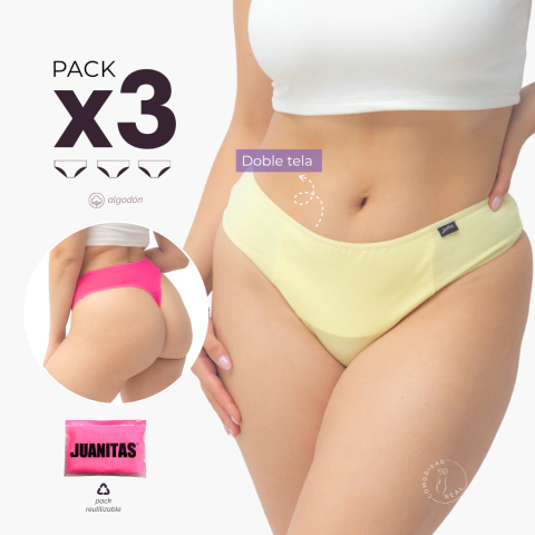 CULOTTELESS ALGODON CON REFUERZO (PACK x3)