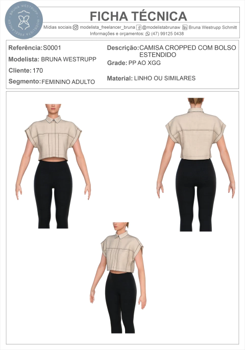 MOLDE CAMISA CROPPED