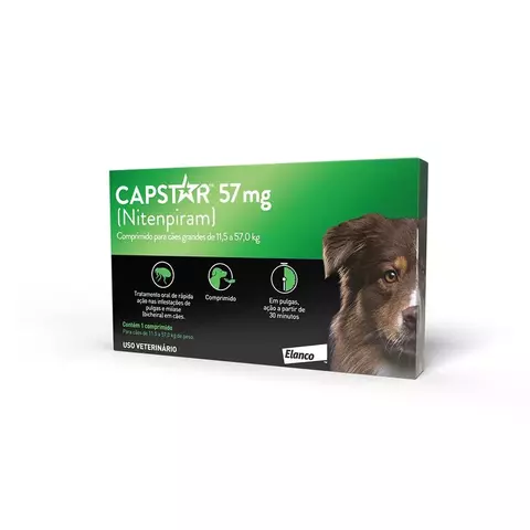 Capstar 57mg: antipulgas cães de 11,4 a 57 kg