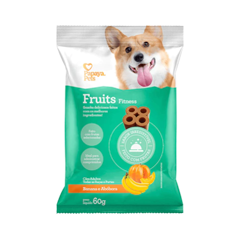 Petisco Papaya Pets Fruits Fitness para Cães Adultos Sabor Banana 60G