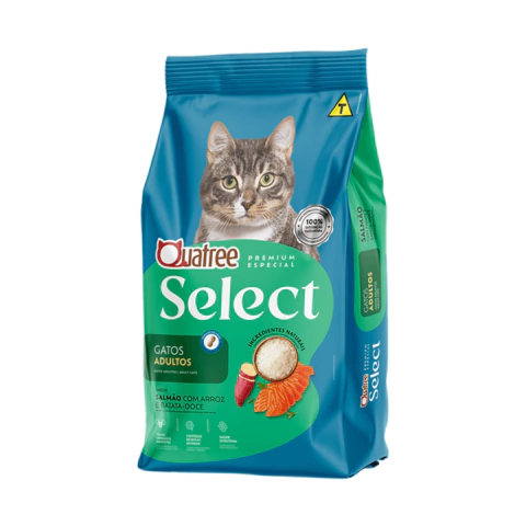 Ração Quatree Select Gatos Adultos – Salmão, Arroz e Batata-Doce 3KG