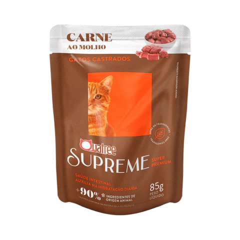 Ração Úmida Sache Petisco Quatree Supreme Carne Gatos Castrados 85 g