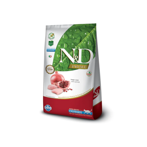 Ração Farmina N&D Prime Feline Frango & Romã Gatos Adultos Castrados 1,5kg