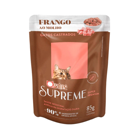 Ração Úmida Sache Petisco Quatree Supreme Frango Gatos Castrados 85 g