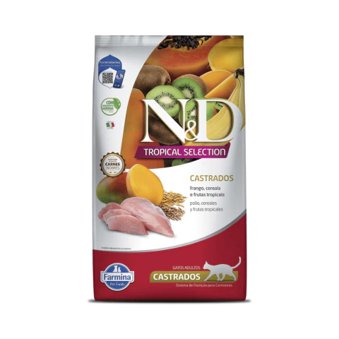 Ração N&D Tropical Selection Frango, Cereais E Frutas Tropicais Gatos Adultos Castrados7kg
