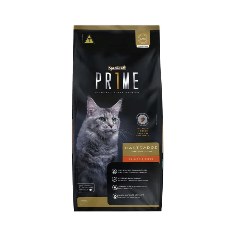 RAÇÃO SPECIAL CAT PRIME GATOS ADULTOS CASTRADOS SABOR SALMÃO E ARROZ 10,1KG