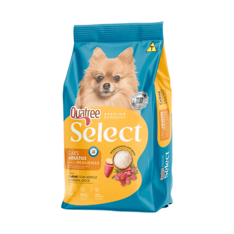 Ração Quatree Select Cães Adultos Raças Pequenas - Carne, Arroz e Batata-Doce 10,1KG