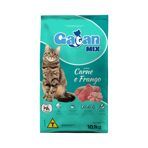 Gatan Mix Gatos Adultos Carne E Frango 10,1kg Sem Corante