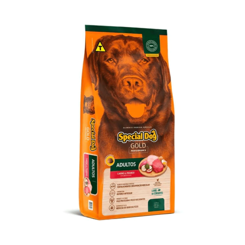 RAÇÃO SPECIAL DOG GOLD PERFORMANCE CÃES ADULTOS SABOR CARNE E FRANGO 15KG