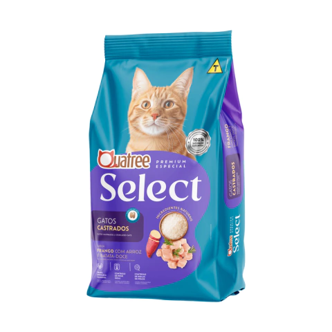 Ração Quatree Select Gatos Castrados – Frango, Arroz e Batata-Doce 3KG