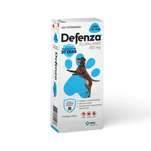 ANTIPARASITÁRIO DEFENZA MSD 400MG CÃES DE 20 A 40KG COM 1 COMPRIMIDO MASTIGÁVEL