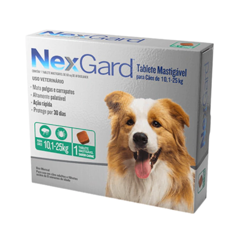 Antipulgas e Carrapatos NexGard Cães de 10,1 a 25 Kg (68 mg)