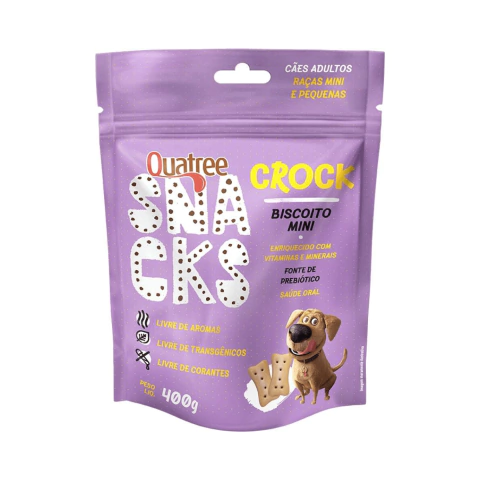 Biscoito Quatree Petisco Snacks Crock Mini Cães Adultos 400 g