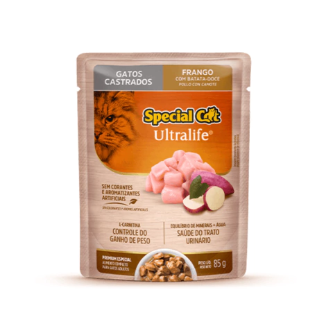 Ração Úmida Special Cat Sachê Frango Gatos Castrados - 85g