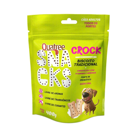 Biscoito Quatree Petisco Snacks Crock Tradicional Cães Adultos 400 g