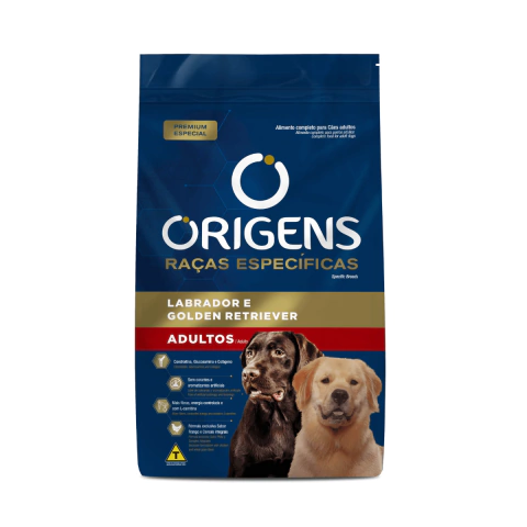 Ração Origesns Raças Específicas Labrador Golden Cães Adultos - 15kg
