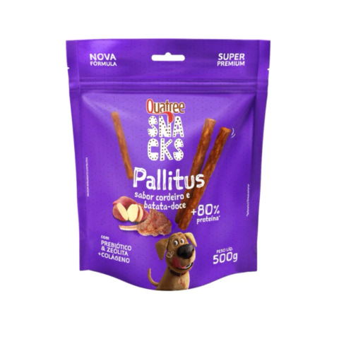 Petisco Snack Pallitus Quatree Cães Sabor Cordeiro e Batata Doce 500 g