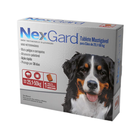 Antipulgas e Carrapatos NexGard Cães de 25,1 a 50 Kg (136 mg)