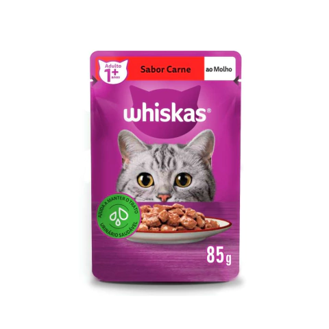 Ração Úmida Whiskas Sachê Carne ao Molho Gatos Adultos 85g
