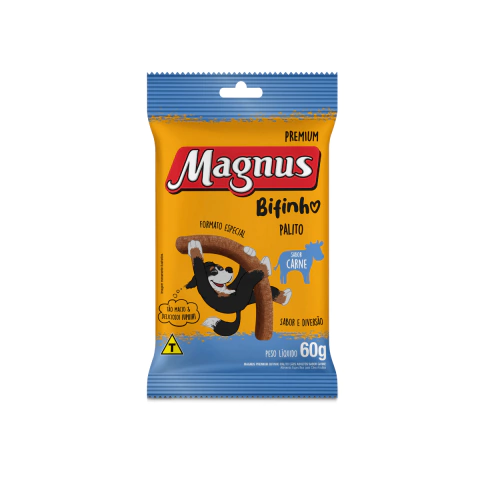 Petisco Magnus Premium Bifinho Palito Cães Adultos Sabor Carne 60 g
