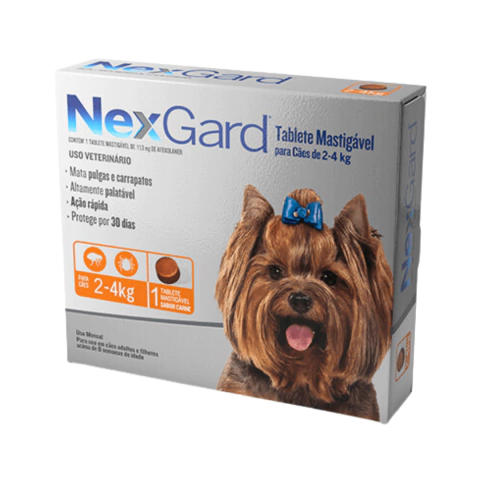 Antipulgas e Carrapatos NexGard Cães de 2 a 4 Kg (11,3 mg)