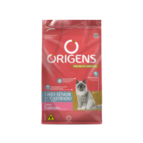 Ração Origens Premium Especial Gato Sênior 7+ Castrado Sabor Salmão 3kg