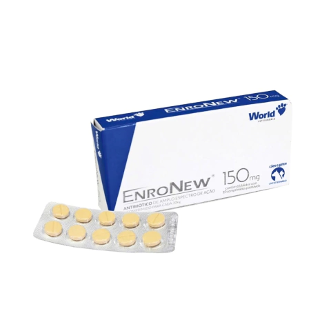 Antibiótico World Enronew 150mg Cães e Gatos - Contém 1 blister com 10 comprimidos