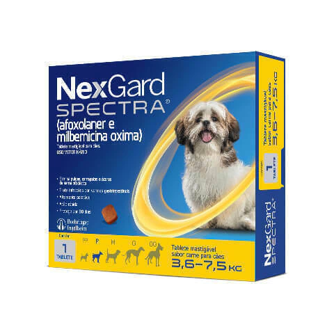 Antipulgas, Carrapatos e Vermífugo NexGard Spectra Cães de 3,6 a 7,5 Kg