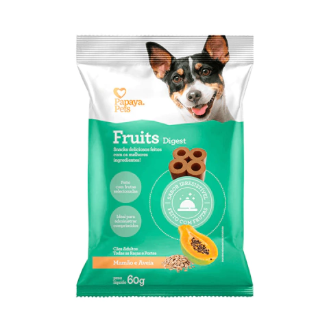 Petisco Papaya Pets Fruits Digest para Cães Adultos Sabor Mamão 60G