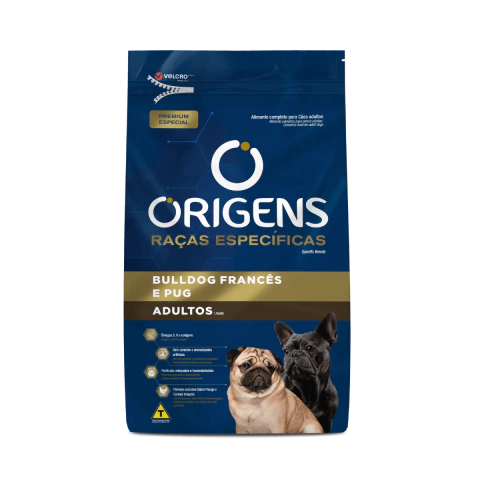 Ração Origens Raças Específicas Bulldog Francês Pug Cães Adultos - 10kg