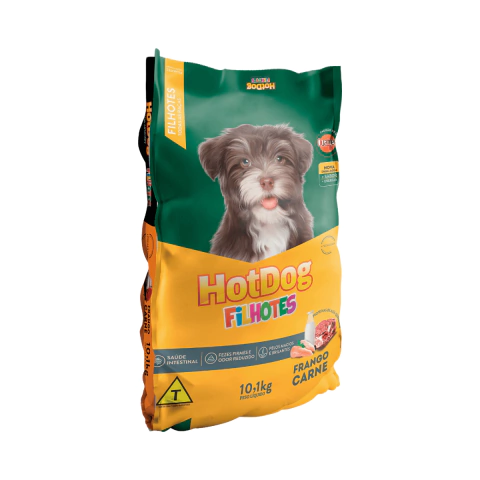 Ração Hotdog Cães Filhotes Sabor Carne E Frango E Leite 20kg