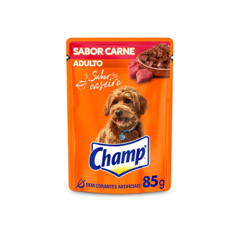 Ração Úmida Champ Sachê Sabor Caseiro Carne Cães Adultos 85g