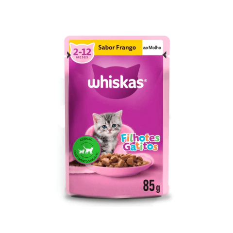 Ração Úmida Whiskas Sachê Frango ao Molho para Gatos Filhotes 85g