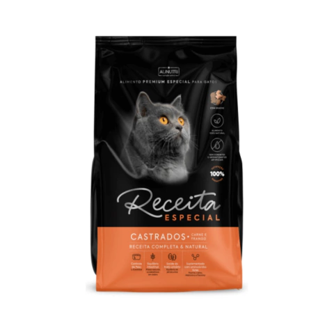 RAÇÃO RECEITA ESPECIAL GATOS CASTRADOS CARNE E FRANGO 20KG