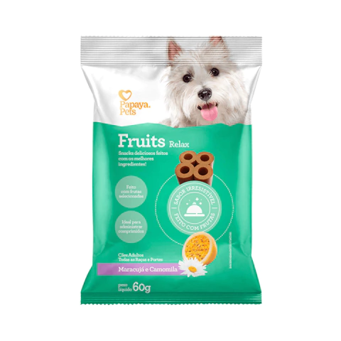 Petisco Papaya Pets Fruits Relax Cães Adultos Sabor Maracujá 60G