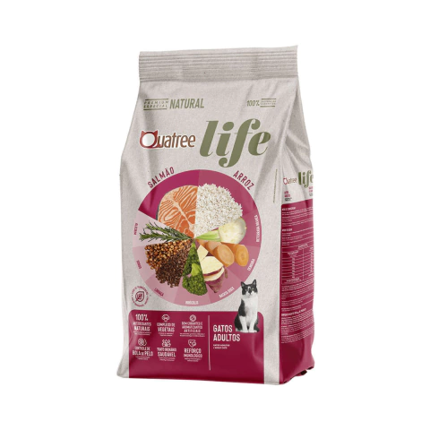 Ração Quatree Life Salmão E Arroz Gatos Adultos 10,1kg