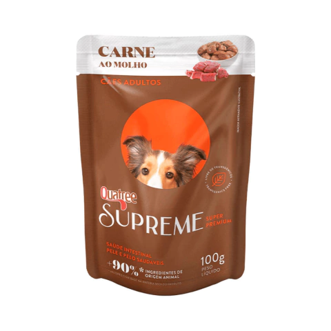 Ração Úmida Sache Petisco Quatree Supreme Carne Cães Adultos 100 g