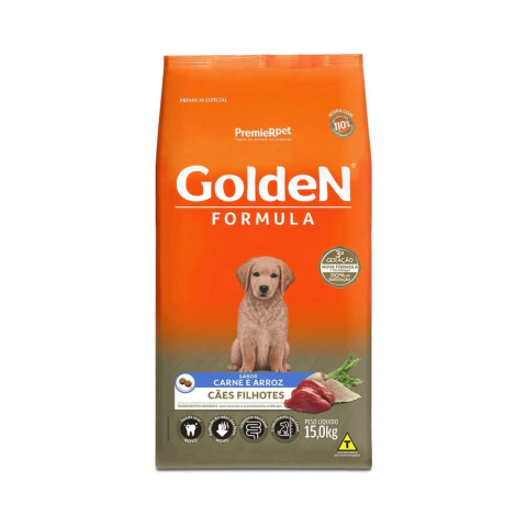 Ração Golden Fórmula Cães Filhotes Carne e Arroz 15kg