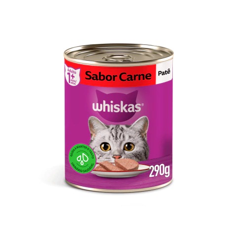 Ração Úmida Whiskas Lata Patê de Carne Gatos Adultos