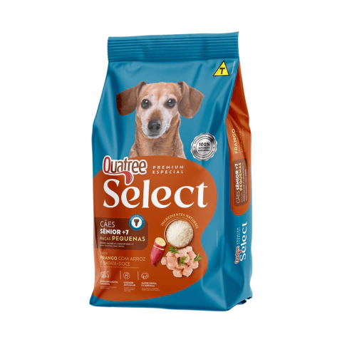 Ração Quatree Select Sênior +7 Raças Pequenas - Frango, Arroz e Batata-Doce 10,1KG