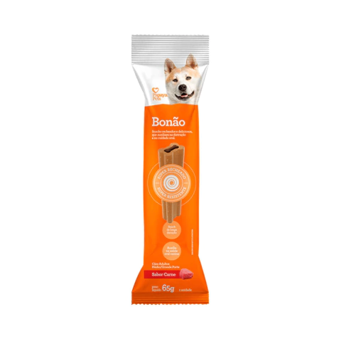 Petisco Papaya Pets Bonão para Cães Adultos Porte Médio e Grande Sabor Carne 65G 1UN