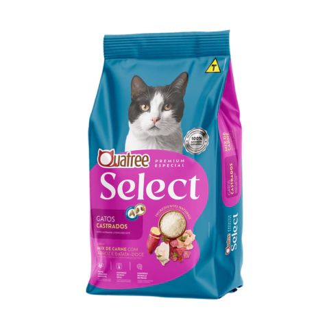 Ração Quatree Select Gatos Castrados – Mix de Carnes 20KG
